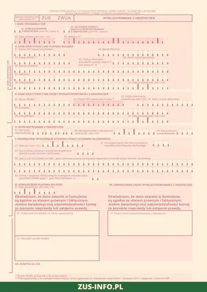 Formularze ZUS ZWUA ZWZA