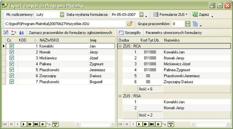 Formularze ZUS